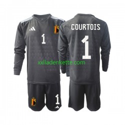 Fußballtrikot Belgien Courtois 1 Torwart Kinder Auswärts 2022 Langarm