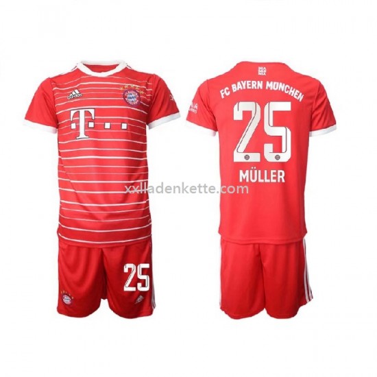Fußballtrikot Bayern München Muller 25 Kinder Heim 2022-2023 Kurzarm
