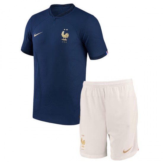 Fußballtrikot Frankreich Kinder Heim 2022 Kurzarm