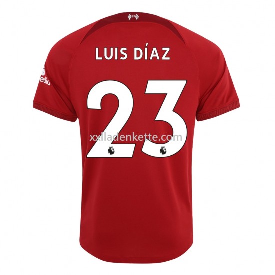 Fußballtrikot Liverpool Diaz 23 Heim 2022-2023 Kurzarm