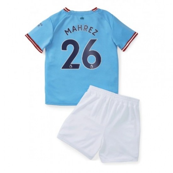 Fußballtrikot Manchester City Mahrez 26 Kinder Heim 2022-2023 Kurzarm