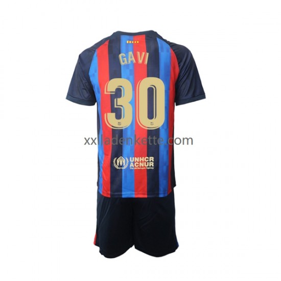 Fußballtrikot FC Barcelona Gavi 30 Kinder Heim 2022-2023 Kurzarm