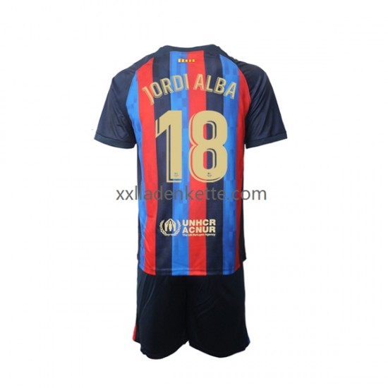 Fußballtrikot FC Barcelona Jordi Alba 18 Kinder Heim 2022-2023 Kurzarm