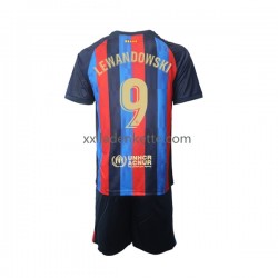 Fußballtrikot FC Barcelona Robert Lewandowski 9 Kinder Heim 2022-2023 Kurzarm