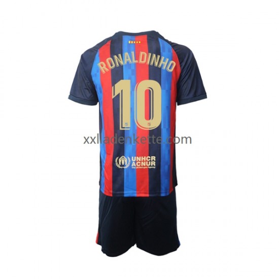 Fußballtrikot FC Barcelona Ronaldinho 10 Kinder Heim 2022-2023 Kurzarm