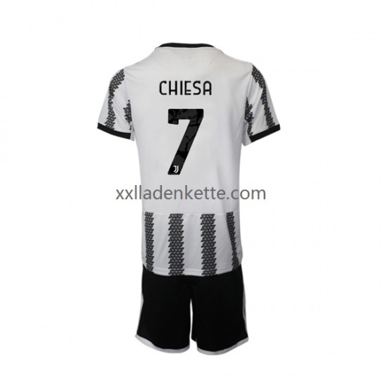 Fußballtrikot Juventus Turin Chiesa 7 Kinder Heim 2022-2023 Kurzarm