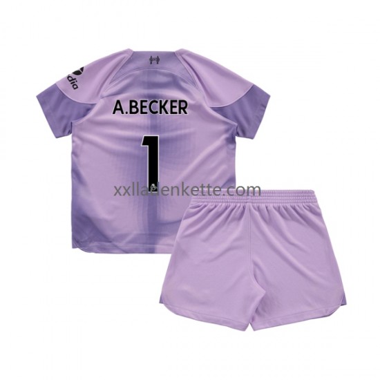 Fußballtrikot Liverpool Alisson Becker 1 Torwart Kinder Heim 2022-2023 Kurzarm