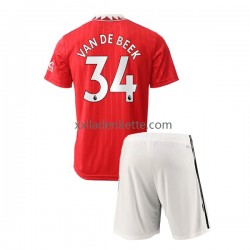 Fußballtrikot Manchester United Donny van de Beek 34 Kinder Heim 2022-2023 Kurzarm