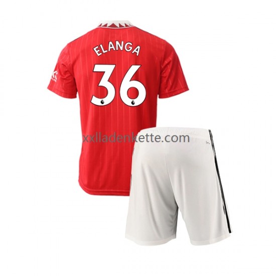 Fußballtrikot Manchester United Elanga 36 Kinder Heim 2022-2023 Kurzarm
