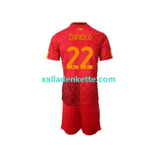 Fußballtrikot AS Rom Nicolo Zaniolo 22 Kinder Heim 2022-2023 Kurzarm