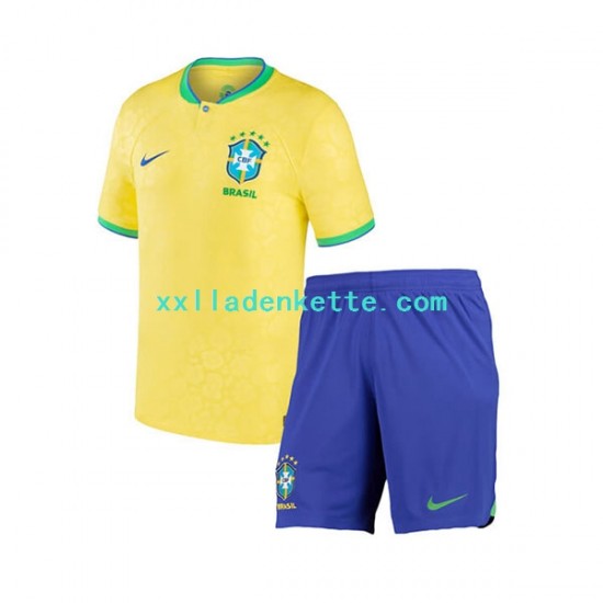 Fußballtrikot Brasilien Kinder Heim World Cup 2022 Kurzarm