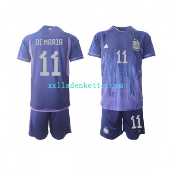 Fußballtrikot Argentinien Di Maria 11 Kinder Auswärts World Cup 2022 Kurzarm
