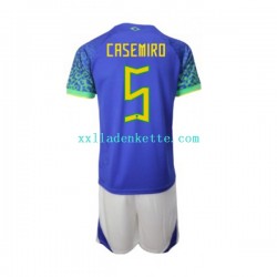 Fußballtrikot Brasilien Casemiro 5 Kinder Auswärts World Cup 2022 Kurzarm