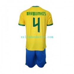 Fußballtrikot Brasilien Marquinhos 4 Kinder Heim World Cup 2022 Kurzarm