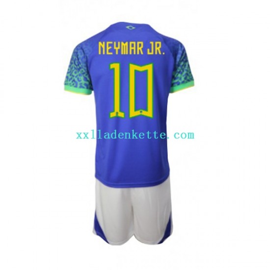 Fußballtrikot Brasilien Neymar JR 10 Kinder Auswärts World Cup 2022 Kurzarm