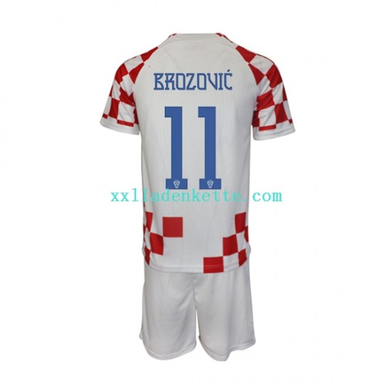 Fußballtrikot Kroatien Brozovic 11 Kinder Heim World Cup 2022 Kurzarm
