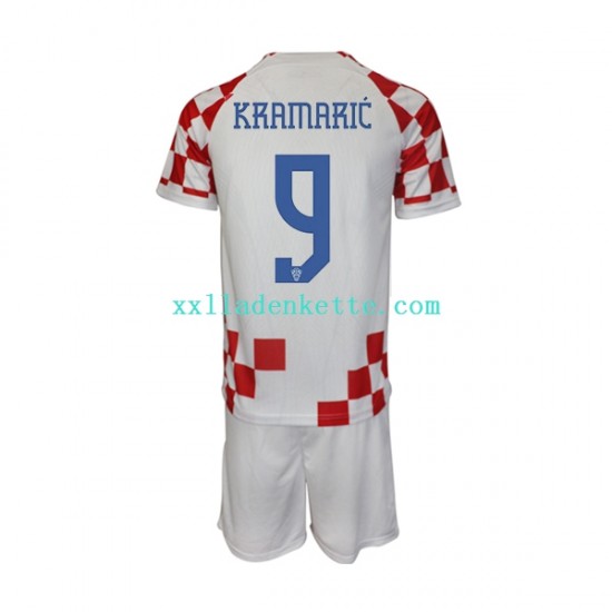 Fußballtrikot Kroatien Kramaric 9 Kinder Heim World Cup 2022 Kurzarm