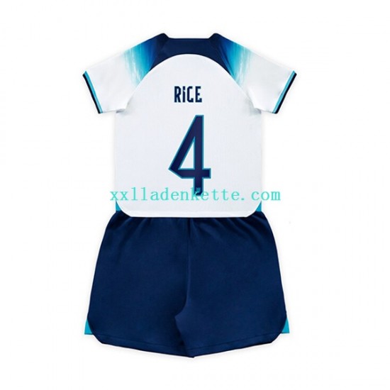 Fußballtrikot England Rice 4 Kinder Heim World Cup 2022 Kurzarm