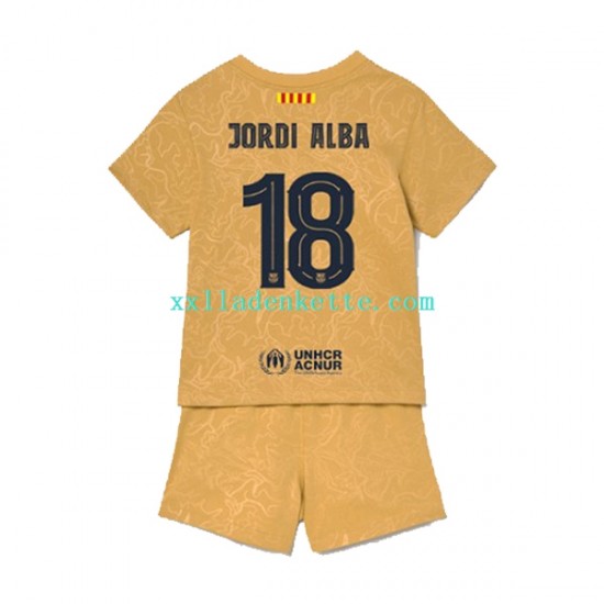 Fußballtrikot FC Barcelona Jordi Alba 18 Kinder Auswärts 2022-2023 Kurzarm