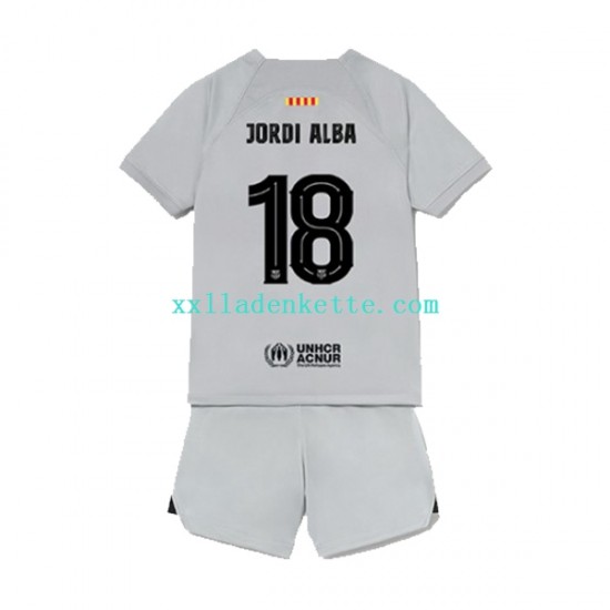 Fußballtrikot FC Barcelona Jordi Alba 18 Kinder Ausweich 2022-2023 Kurzarm