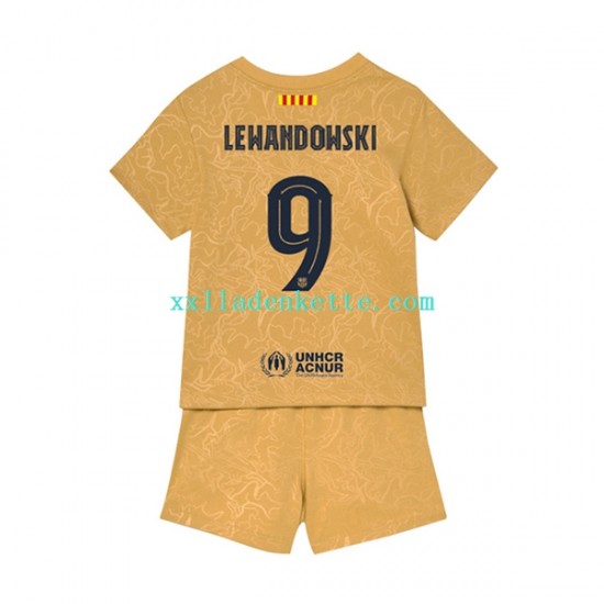Fußballtrikot FC Barcelona Lewandowski 9 Kinder Auswärts 2022-2023 Kurzarm