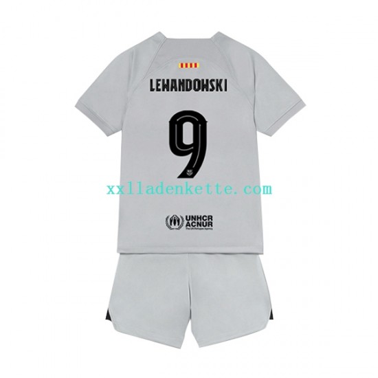 Fußballtrikot FC Barcelona Lewandowski 9 Kinder Ausweich 2022-2023 Kurzarm