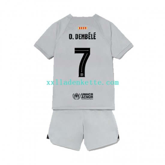 Fußballtrikot FC Barcelona Ousmane Dembele 7 Kinder Ausweich 2022-2023 Kurzarm