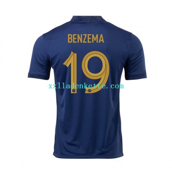 Fußballtrikot Frankreich Benzema 19 Herren Heim World Cup 2022 Kurzarm
