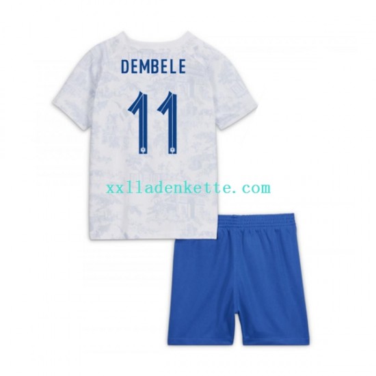 Fußballtrikot Frankreich Dembele 11 Kinder Auswärts World Cup 2022 Kurzarm