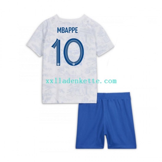 Fußballtrikot Frankreich Mbappé 10 Kinder Auswärts World Cup 2022 Kurzarm