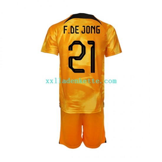 Fußballtrikot Niederlande Frenkie de Jong 21 Kinder Heim World Cup 2022 Kurzarm