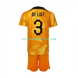 Fußballtrikot Niederlande Matthijs de Ligt 3 Kinder Heim World Cup 2022 Kurzarm