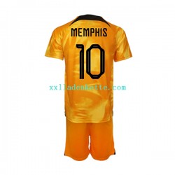 Fußballtrikot Niederlande Memphis Depay 10 Kinder Heim World Cup 2022 Kurzarm