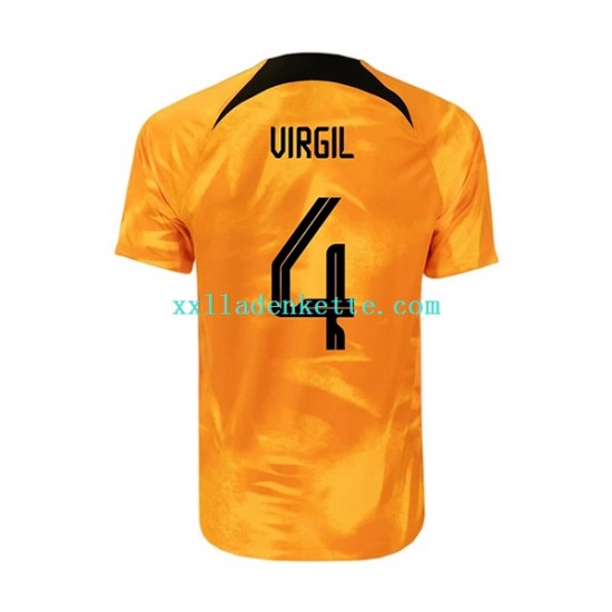 Fußballtrikot Niederlande Virgil 4 Herren Heim World Cup 2022 Kurzarm