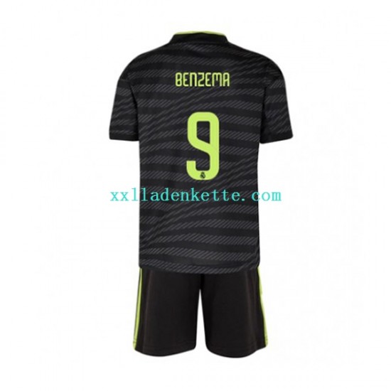 Fußballtrikot Real Madrid Benzema 9 Kinder Ausweich 2022-2023 Kurzarm
