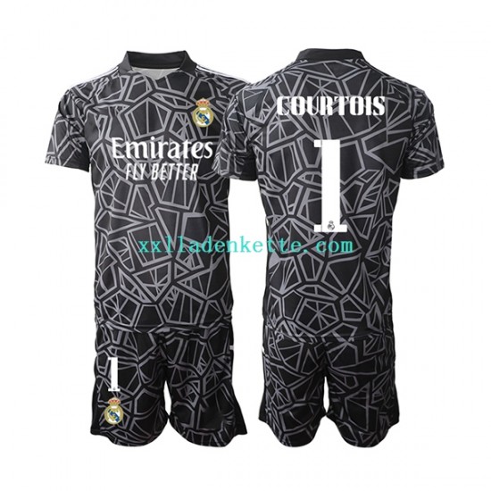 Fußballtrikot Real Madrid Courtois 1 Torwart Kinder Auswärts 2022-2023 Kurzarm