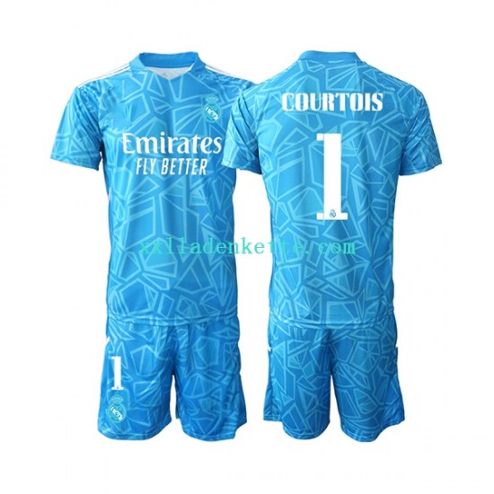 Fußballtrikot Real Madrid Courtois 1 Torwart Kinder Heim 2022-2023 Kurzarm