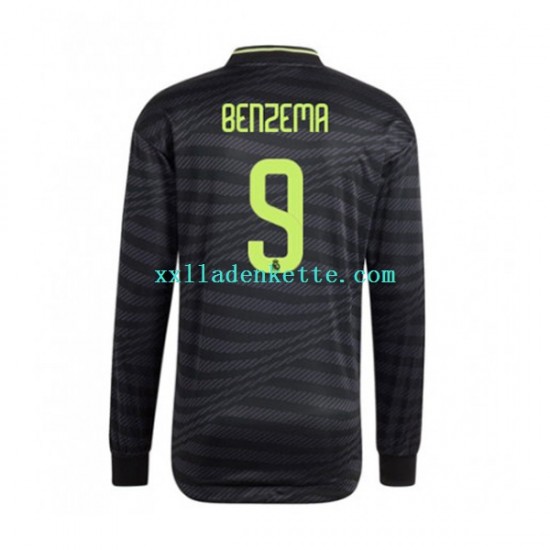 Fußballtrikot Real Madrid Karim Benzema 9 Herren Ausweich 2022-2023 Langarm