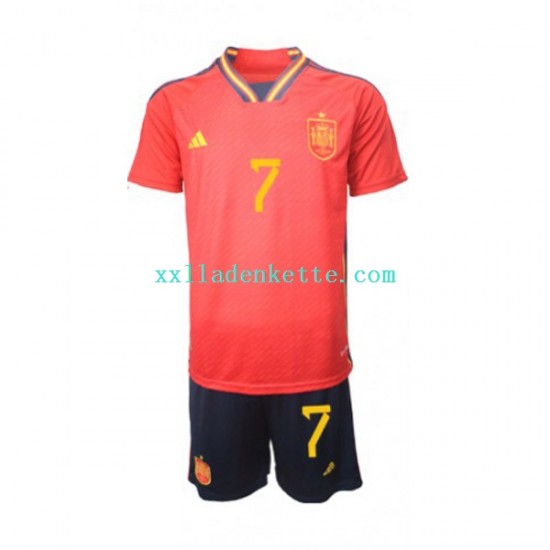 Fußballtrikot Spanien Alvaro Morata 7 Kinder Heim World Cup 2022 Kurzarm