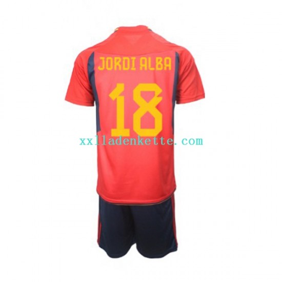 Fußballtrikot Spanien Jordi Alba 18 Kinder Heim World Cup 2022 Kurzarm