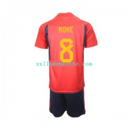 Fußballtrikot Spanien Koke 8 Kinder Heim World Cup 2022 Kurzarm