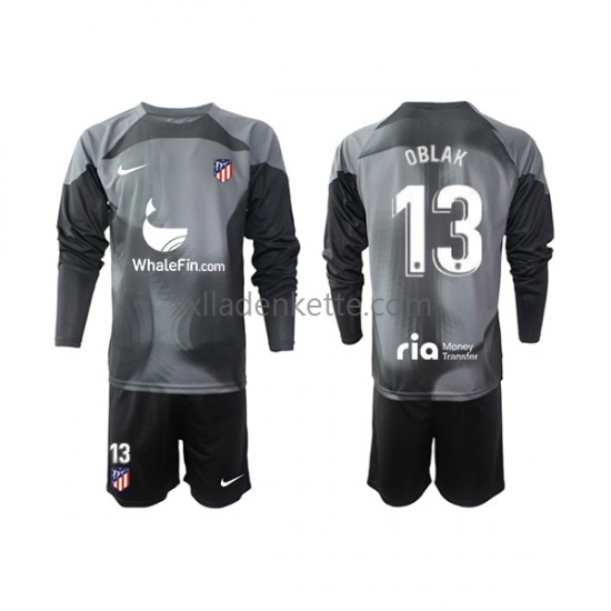 Fußballtrikot Atlético Madrid Jan Oblak 13 Torwart Kinder Auswärts 2022-2023 Langarm