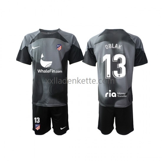 Fußballtrikot Atlético Madrid Jan Oblak 13 Torwart Kinder Auswärts 2022-2023 Kurzarm