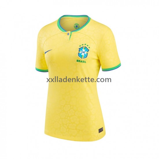 Fußballtrikot Brasilien Dame Heim World Cup 2022 Kurzarm