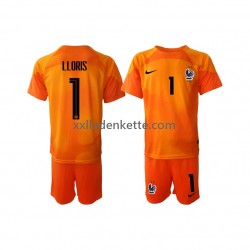 Fußballtrikot Frankreich Hugo Lloris 1 Torwart Kinder Auswärts World Cup 2022 Kurzarm