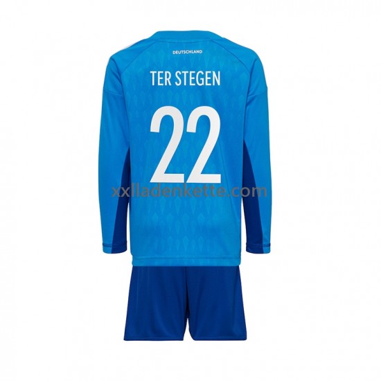 Fußballtrikot Deutschland ter Stegen 22 Torwart Kinder Heim World Cup 2022 Langarm