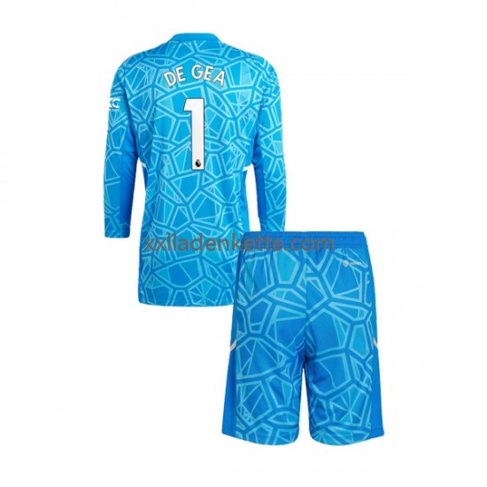 Fußballtrikot Manchester United DE GEA 1 Torwart Kinder Heim 2022-2023 Langarm