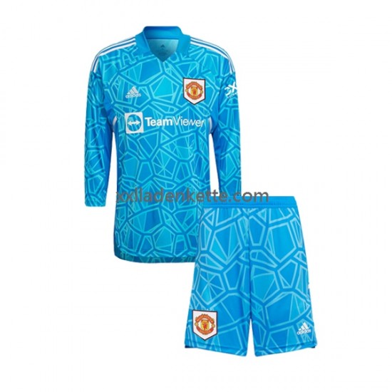 Fußballtrikot Manchester United Torwart Kinder Heim 2022-2023 Langarm