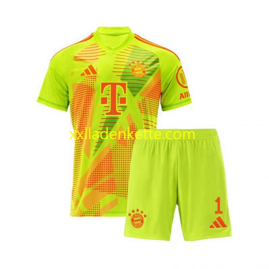 Fußballtrikot FC Bayern München Manuel Neuer 1 Torwart Kinder Heim 2024-2025 Kurzarm