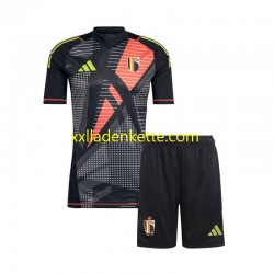 Fußballtrikot Belgien Torwart Kinder Heim Euro 2024 Kurzarm